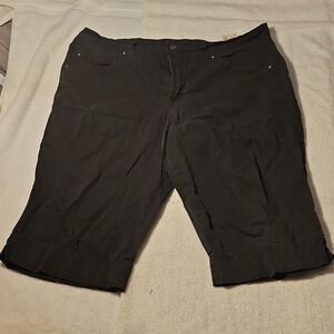 Bandolino Blu Bermuda Shorts Women's 10 Black Cotton Blend Button Pockets Casual